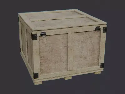 wooden shipping crate with metal reinforcements Low-poly 3D model