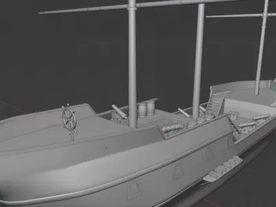 Galleon BattleShip Low-poly 3D model