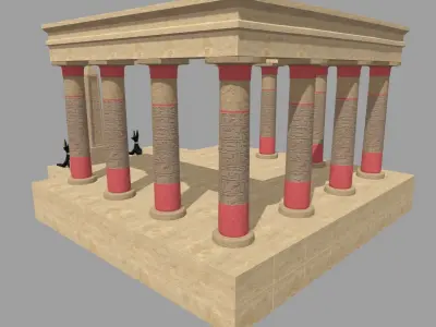 Low Poly Egyptian Temple 01 Low-poly 3D model