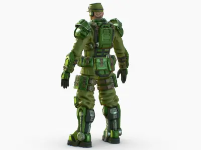 High Poly Man Military Heavy Armor Future Low-poly 3D model