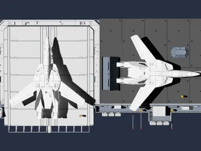 Set4 - Macross SDF1 Prometheus Hangar elevator-right Flight Deck 3D print model