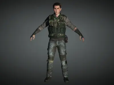 AAA Apocalypse Male Character 08 Low-poly 3D model