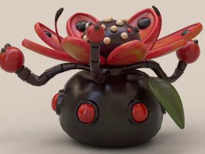 Stylized Bug Flower Low-poly 3D model