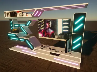 Estante de TV moderno estilo futurista Free 3D model