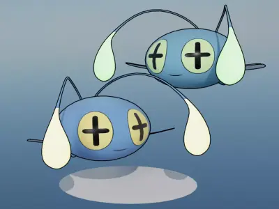 Pokemon Chinchou and Shiny Version rigged Low-poly 3D model