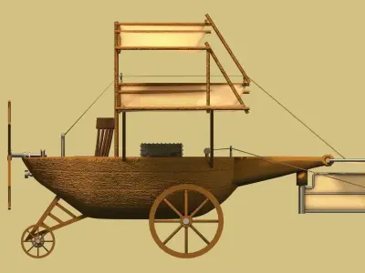 wooden Leanardo de Vinci style flying machine Low-poly 3D model