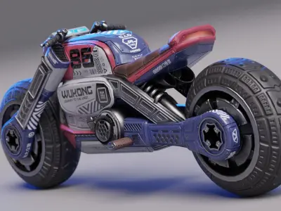 Lowpoly Cyberpunk Motorcycle - Sun Wukong Bike Low-poly 3D model