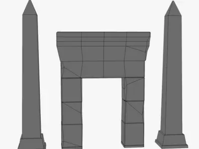 Egyptian obelisk and gate 3D model
