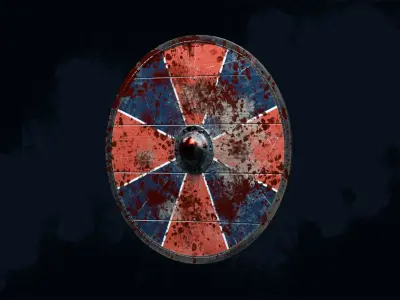 Viking shield 1 - Bloodied Relic Low-poly 3D model