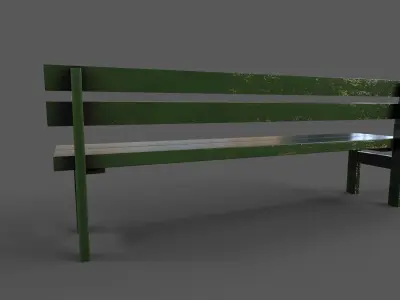 Wood Bench Low-poly 3D model shop