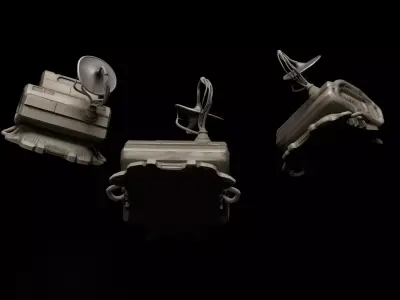 Device03 Comms Device Broken LowPoly LOD Low-poly 3D model