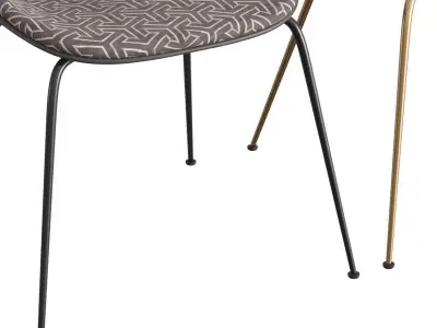 Beetle Dining Chair Front Upholstered Conic Base 3D model