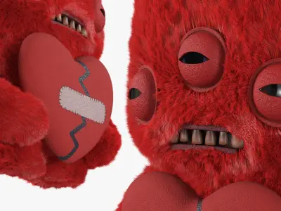 Fuggler Alien Love Fugg Plush Red Fur for Maya 3D model