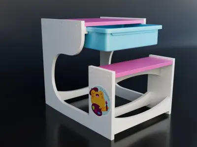 Kindergarten Desk Free low-poly 3D model