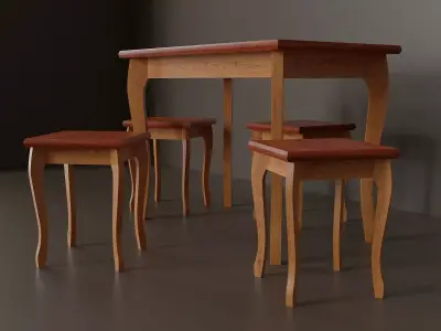 Simple set of kitchen furniture Low-poly 3D model