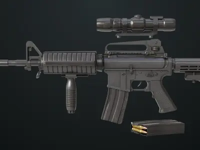 Machine Gun 09 Black All PBR Unity UE Textures Low-poly 3D model