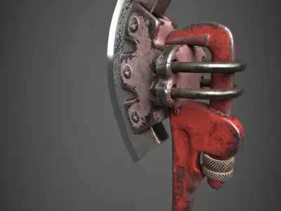 The axe of survival Axe wrench adjustable  Low-poly 3D model