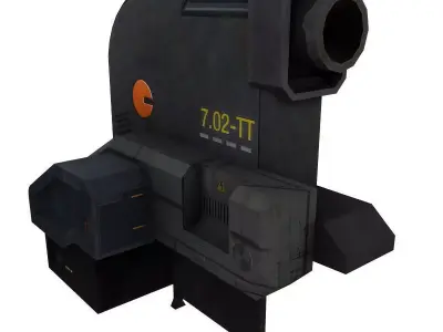 Turret 2 machine gun Low-poly 3D model