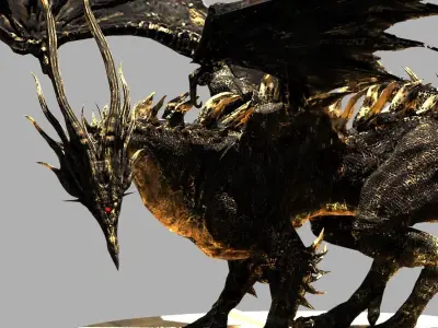 Black Dragon Kalameet Dark Souls Low-poly 3D model