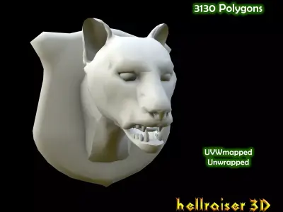 Cougar Head Low-poly 3D model