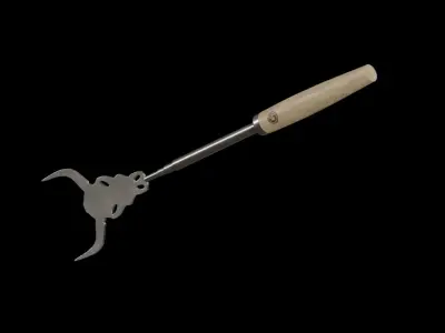 Barbeque Fork Cow Skull oak wood Low-poly 3D model