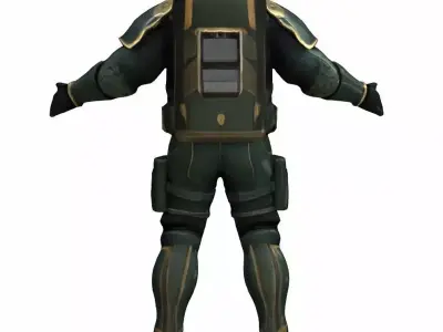 Sci-Fi Bear Gas Mask Armor Character Low-poly 3D model