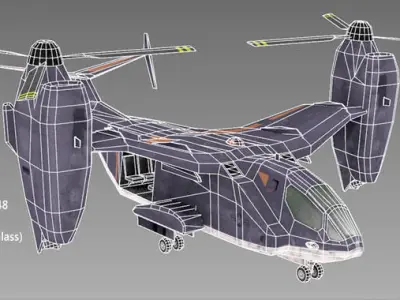 Sci-fi VTOL aircraft Low-poly 3D model