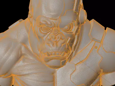 Cybernetic Gorilla Bust 3D Print Model 3D print model