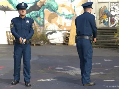 NYPD Police Officer Fur Rigged 3D model