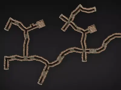 Modern Trenches Modular Pack - 21 Sections 30 Modules Low-poly 3D model