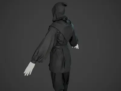 All Black Medieval Outfit Low-poly 3D model
