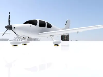 Cirrus SR22 Low Poly Static Airport Low-poly 3D model