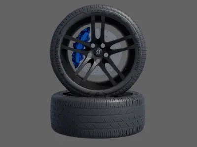 3d Wheel Model of Bridgestone POTENZA SPORT AS Low-poly 3D model