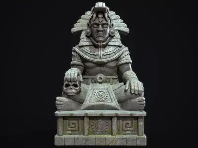 Statue Aztec Quetzalcoatl God Low-poly 3D model