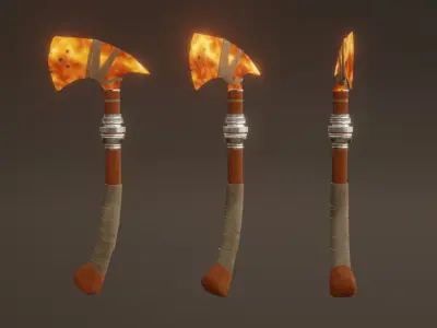 Fire Axe - Elemental Axe - Model 01 Low-poly 3D model