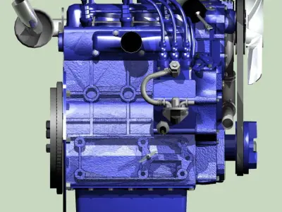 Popular 3-cylinder diesel engine 3D model