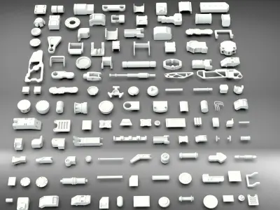 Kitbash-4 set of plastic parts 3D model