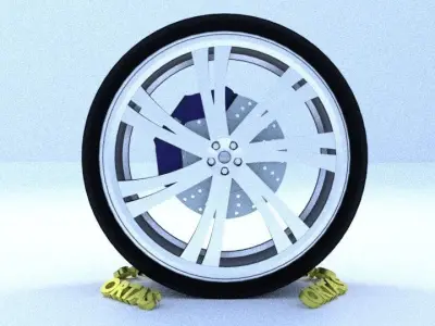 ORTAS CAR RIM 4 GAME READY RIM TIRE AND DISC 3D model