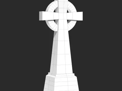 Gravestone celtic cross Low-poly 3D model