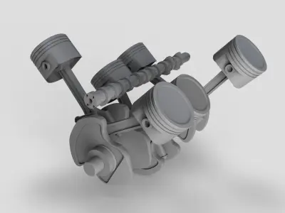 Crankshaft with pistons Free 3D model
