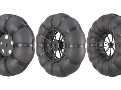 Wheels of an all-terrain vehicle and a swamp 3D model