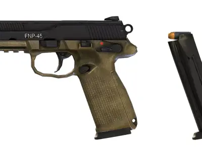 Pistol FN FNP-45 USA Semi-Automatical Gun 45 ACP Low-poly 3D model