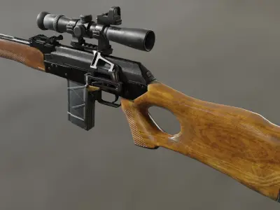 AK-74 458 SOCOM - Two variants Low-poly 3D model