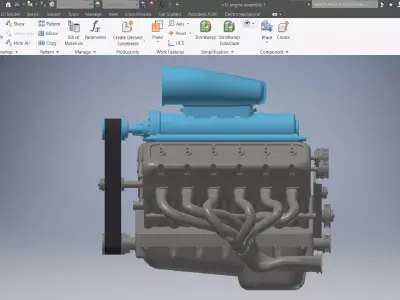 v12 engine 3D assembly 3D model
