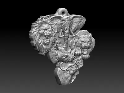 HM Africa s Wild Five Keychain 3D print model