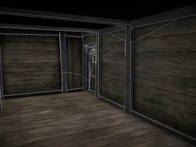 Medieval Lake Village - House 13 with interiors Low-poly 3D model