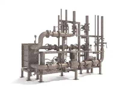 Industrial heat exchanger filter pipeline boiler plant 3D model