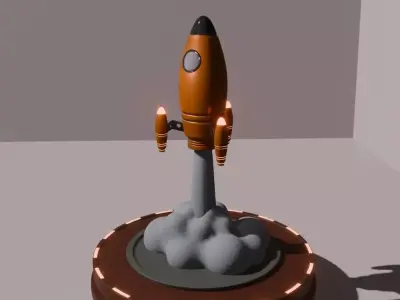 Cartoon Rocket - No painting required 3D  3D model