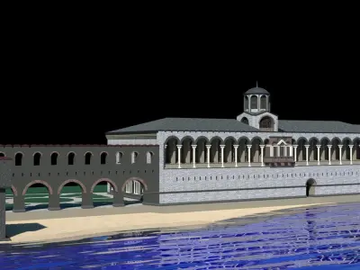boukoleon building with arches and windows Low-poly 3D model