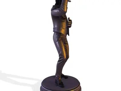 Realistic MJ PBR Legendary Pop King Statue 3D print model